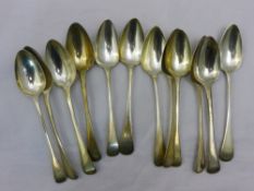 A set of six silver teaspoons together with another set of six teaspoons (227 grammes all in)