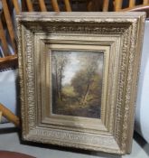 A Victorian gilt framed oil on board,