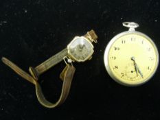 A 9 ct gold lady's wristwatch and a pocket watch CONDITION REPORTS: Generally in