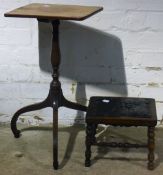 A 19th century mahogany wine table and foot stool