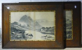 A pair of oak framed prints of Highland scenes