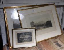 Three framed 19th century topographical prints
