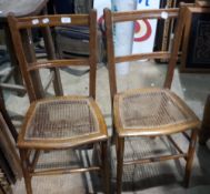 A pair of caned bedroom chairs