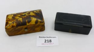 A Victorian tortoiseshell snuff box and another