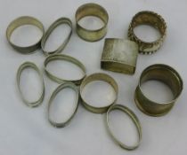 Eleven silver napkin rings