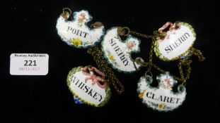 A quantity of 19th century enamel decanter labels