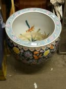 A large Chinese porcelain jardiniere planter