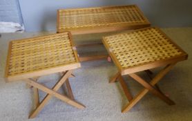 Three small folding luggage tables