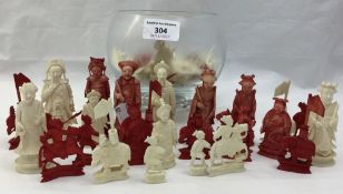 A late 19th century Chinese ivory chess set