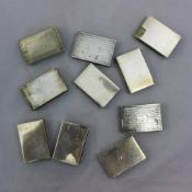 Ten silver match box holders