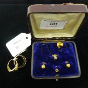 Three 9 ct gold rings and a small quantity of 9 ct gold studs (12 grammes all in)