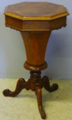 A Victorian walnut trumpet work table