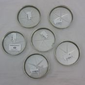 A set of six Sterling silver and cut glass wine glass coasters