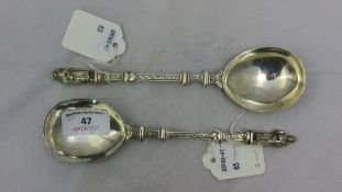 A pair of silver apostle spoons