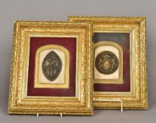 Two wax seals Each mounted on board housed in a gilt frame. Each approximately 31.
