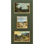 ENGLISH SCHOOL (19th century) Figures in Landscapes Oil on card One indistinctly signed The largest