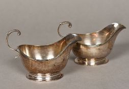 A pair of silver sauce boats, hallmarked Birmingham 1932,