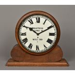 A mahogany cased fusee table clock The white dial with Roman numerals inscribed MASTERS, GLOBE RD,