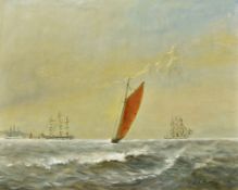 WILLIAM FRANCIS BURTON (1907-1995) British (AR) Shipping in Choppy Waters Oil on board Signed and