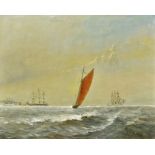 WILLIAM FRANCIS BURTON (1907-1995) British (AR) Shipping in Choppy Waters Oil on board Signed and