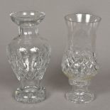 A cut lead crystal glass vase Of flared bulbous form,