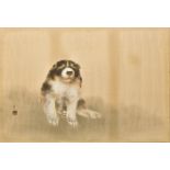 A Chinese watercolour on silk Depicting a dog, signed and with red seal mark, framed and glazed.