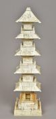 A 19th century Chinese ivory model of a pagoda The roof of each tier carved with a phoenix.