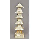 A 19th century Chinese ivory model of a pagoda The roof of each tier carved with a phoenix.