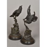 FERDINAND PAUTROT (1982-1874) French Bird Perched on a Branch Patinated bronze Signed;