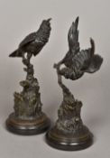 FERDINAND PAUTROT (1982-1874) French Bird Perched on a Branch Patinated bronze Signed;