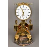 A lacquered brass skeleton clock The 9 inch white enamelled dial signed Lepine,