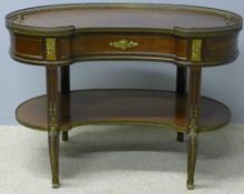 A late 19th century gilt bronze and brass mounted mahogany kidney shaped desk The shaped pierced