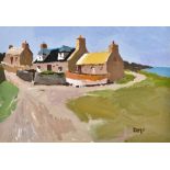 DONALD McINTYRE (1923-2009) British (AR) Cottages, Aberdeenshire Acrylic Signed with initials,
