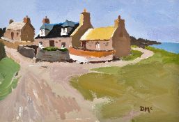 DONALD McINTYRE (1923-2009) British (AR) Cottages, Aberdeenshire Acrylic Signed with initials,