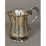 A Victorian silver Christening mug, hallmarked Sheffield 1886, maker's mark of HE & Co.