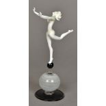 ISTVAN KOMAROMY (1910-1975) Germanic-Hungarian A glass figurine of a dancer Modelled balanced atop