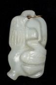 A Chinese carved mutton fat jade pendant Of gourd form. 4.75 cm high.