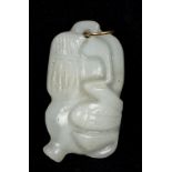 A Chinese carved mutton fat jade pendant Of gourd form. 4.75 cm high.