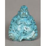 A Chinese carved blue stone Buddha Modelled seated. 6 cm high.