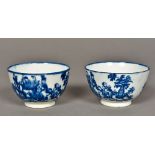 A pair of blue and white porcelain tea bowls,