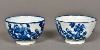 A pair of blue and white porcelain tea bowls,