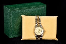A vintage stainless steel and gold Rolex Oyster Perpetual Datejust gentleman's wristwatch With