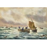 C A BRINCON (19th/20th century) British Shipping in Choppy Waters Watercolour Signed 34 x 24 cm,
