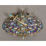 A Russian silver and enamelled belt buckle, Kokoshnik mark for Yakor Lyapunov,