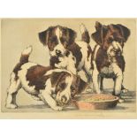 ALICE BARNWELL (1910-1980) British (AR) Terrier Puppies Limited edition coloured etching Signed in