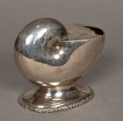A silver plate spoon warmer Formed as a nautilus shell. 16.5 cm wide.