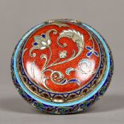 A small late 19th/early 20th century Russian enamel decorated silver box,