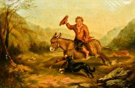 CHARLES JOHN WATSON (1846-1927) British Young Shepherd Riding a Donkey in a Mountainous