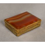 A 19th century gilt metal mounted agate desk seal box The rectangular hinged lid enclosing a hinged