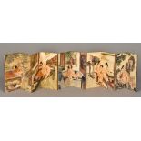 A Chinese folding book The interior with erotic scenes. 18.5 cm high.